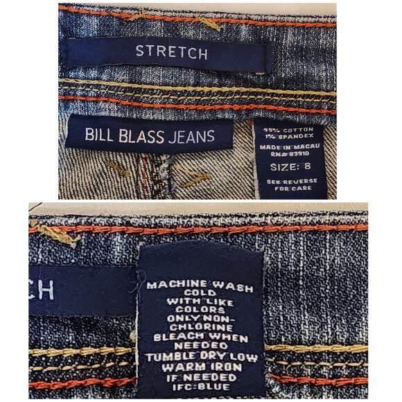 Bill Blass Streaky Denim Stretch Wide Leg Jeans, Size 8 - Picture 3 of 8